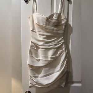 BCBGMaxAzria Strapless Ivory Ruched Cocktail Dress